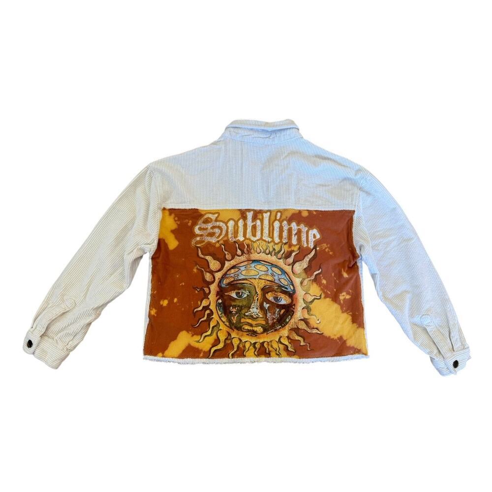 SUBLIME Punk Rock Ska 90s Upcycled Retro Vintage Corduroy Crop Jacket Size Small - Picture 7 of 12